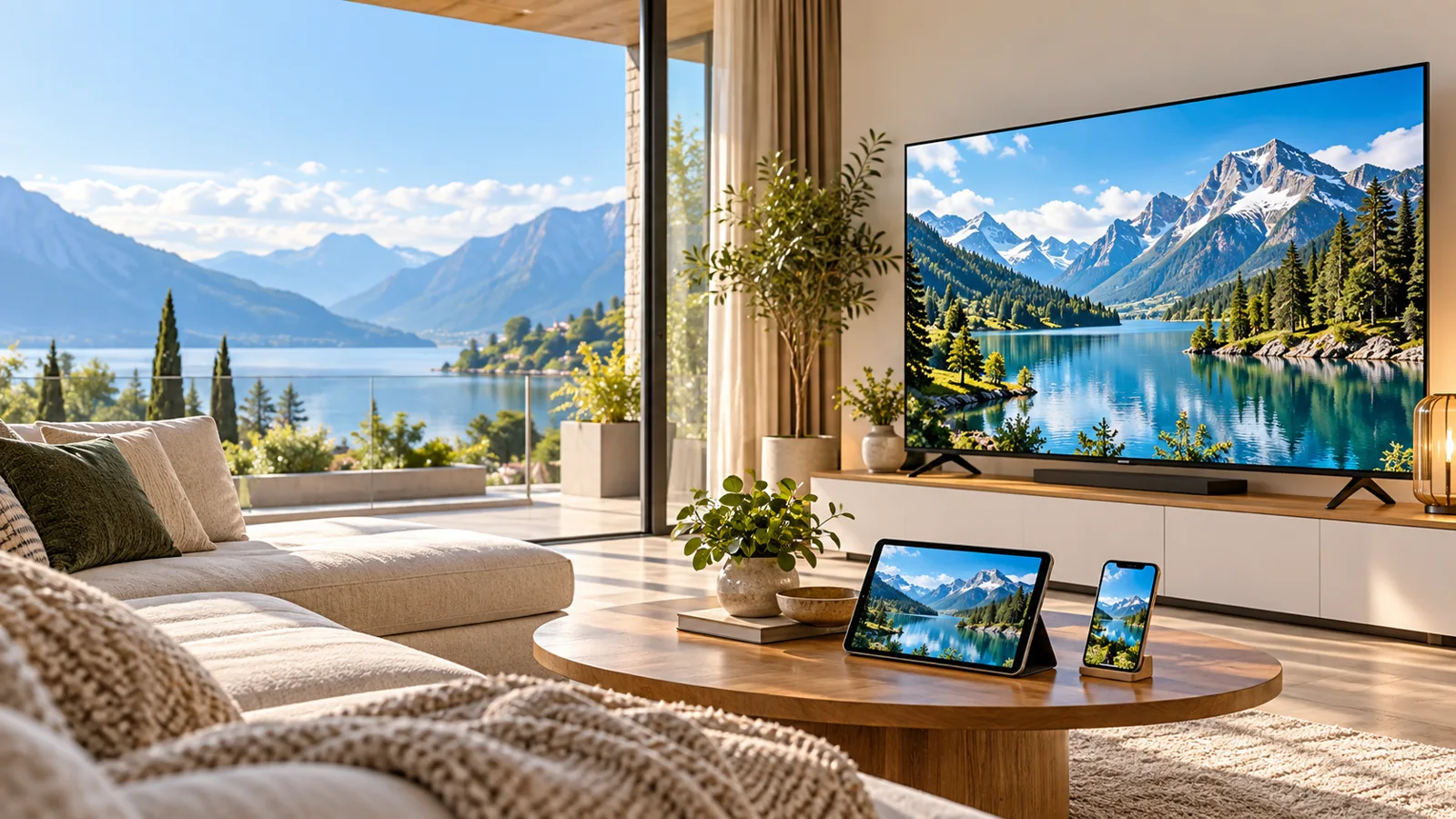 IPTV-Fernseher mit einer originellen Live-Basketballszene