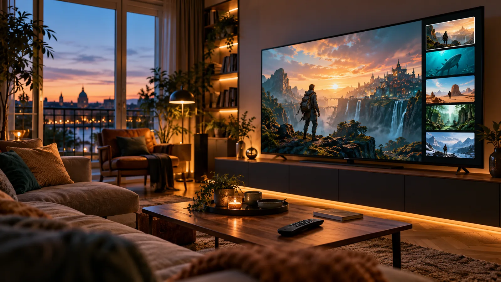 A home television displaying original IPTV entertainment in a European living room